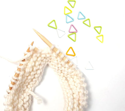 Hilsayum 60PCS Metal Stitch Markers Triangle-Shaped Ring Crochet Markers with Wooden Storage Box Knitting Tool for Sewing Weaving (Multicolored)