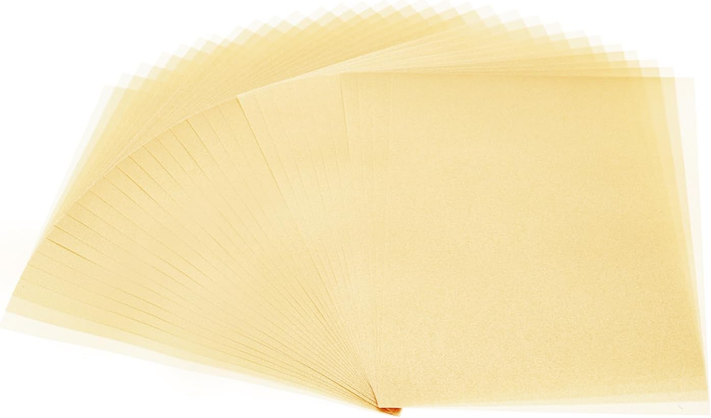 PATIKIL 30 Sheets Vellum Paper 8.5x11inches, Printable Translucent Paper 100GSM Colored for Invitations Laser Inkjet Printing Card Making Crafting Wedding Tracing, Beige Gold