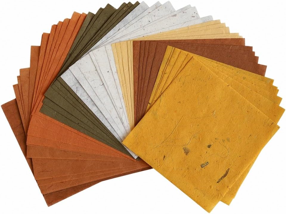 Natural Fiber Mulberry Tree,Banan Bark 6 x 6 Inches Square Origami Paper Arts Folding Craft, Decoration Paper,Writing Painting Square Folding Paper for DIY Crafts, 50 Sheets (Brown Tone, 6"x6") - Crafty Corner