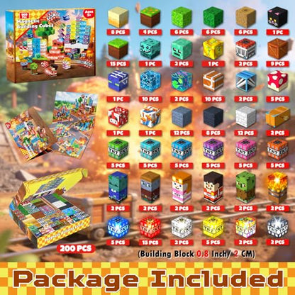 200PCS Magnetic Blocks with Light up Blocks