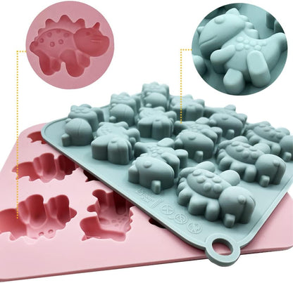 2 Pack Cute Dinosaur Silicone Molds 12 Cavity 3D Dinosaur Themed Baking Mould Tray DIY Baking Tool for Chocolate Cake Dessert Candy Mousse Pastry Handmade Soap Cupcake Topper
