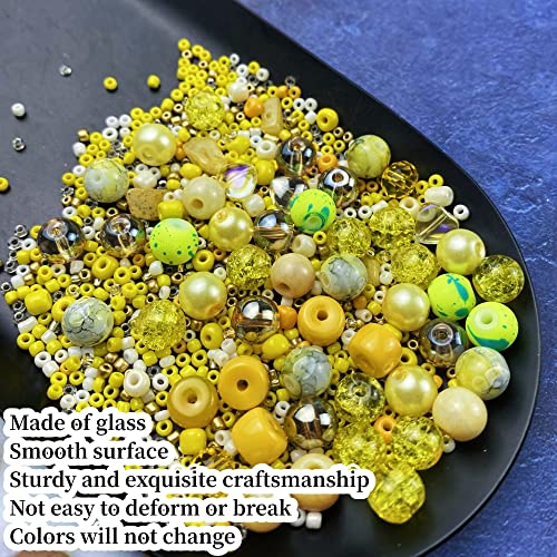 Assorted Glass Resin Beads Multi Size Colors Smooth Cracked Gravel Millet Spacer Beads for Bracelets Necklace Earring DIY Jewelry Making Craft