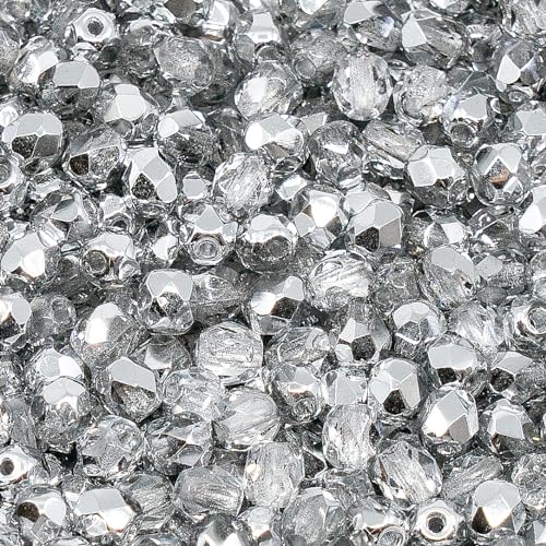 100 pcs of Faceted Fire Polished Pressed Czech Glass Beads 4mm (100 Count)