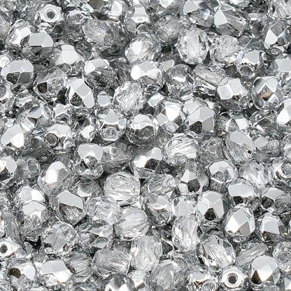 100 pcs of Faceted Fire Polished Pressed Czech Glass Beads 4mm (100 Count)