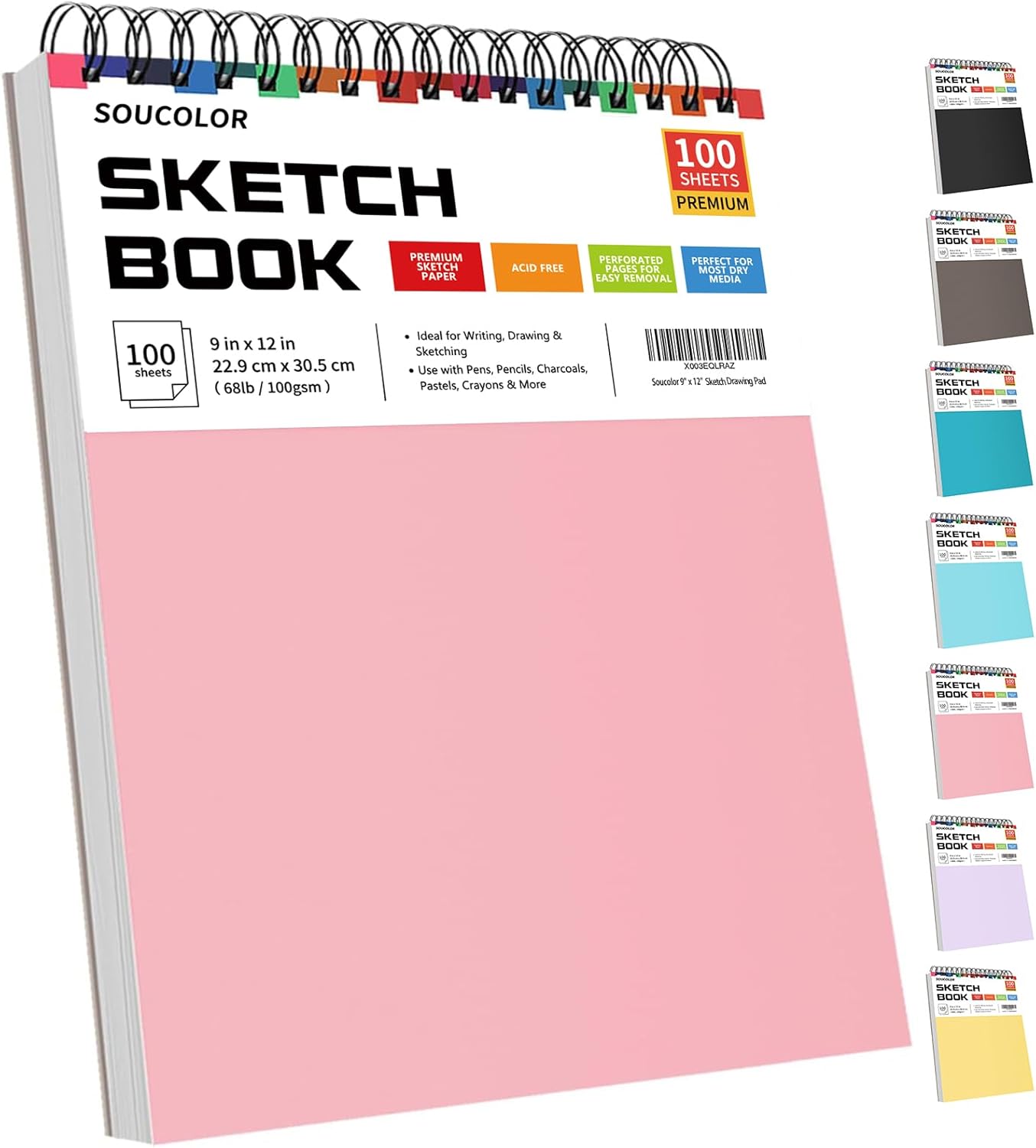 Soucolor Cute Sketchbook 9" x 12" for Women, 1-Pack 100 Sheets Spiral Notebook Drawing Pad for Girls, Pastel Girls' School Art Supplies for Beginner Artists, Arts and Crafts Gifts Set for Kids Adults - Crafty Corner
