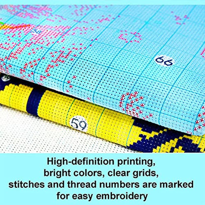 Stamped Cross Stitch Kits Full Range of Embroidery Needlework Starter Kits for Beginners Adults 11CT Embroidery Patterns Art Crafts DIY Needlepoint Kits