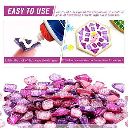 1 Pound Mixed Colors Shine Crystal Series Mosaic Tiles Assortment Kit