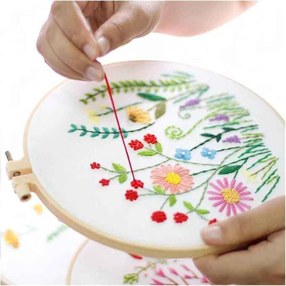 BlingBling5 Embroidery Kits for Adults Full Range of Starter Including Instructions Stamped Cloth with Pattern Hoop Color Threads and Tools Punch Needle Kit(Flowers 2)