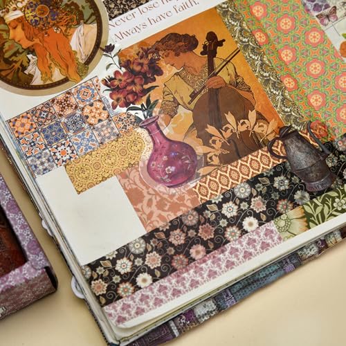 12 Rolls Exotic Charm Washi Tape Set Floral Arts Adhesive Tapes Geometric Garden Decorative Masking Tape Sets for Craft (12 Count)