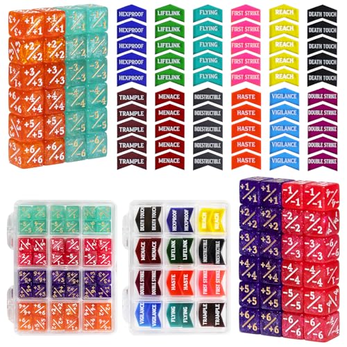 108PCS MTG Keyword Counters Tokens & 12mm MTG Life Counter Dice Set for Magic Card with Box