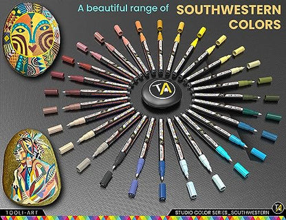 28 Southwestern Colors Acrylic Paint Pens Studio Color Series Markers Set 0.7mm Extra Fine Tip (28 Count)