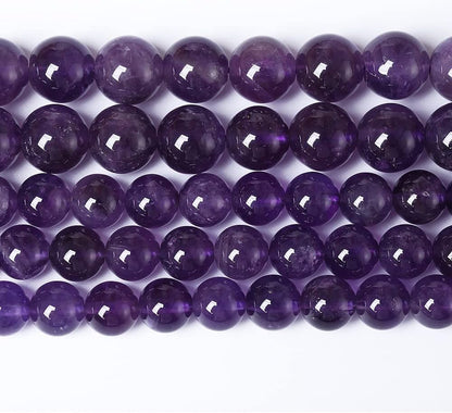 90PCS 8mm Natural Amethyst AAAAA Purple Crystal Quartz Beads Gemstones Round Stone Beads for Jewelry Making DIY Bracelet Necklace 2 Strand 32"