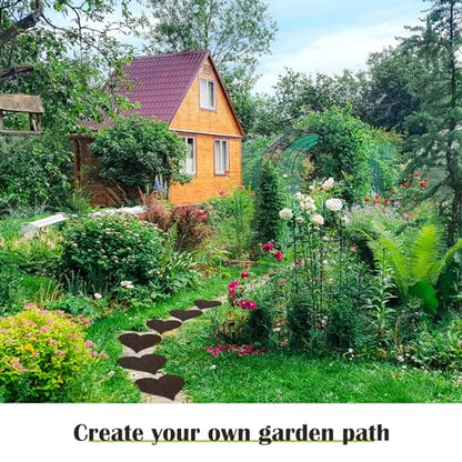 3 Pcs Heart Garden Stepping Stones Brown Cast Iron Stepping Stones Rustic Style Outdoor Stones for Garden Walkway Outside Decorative Decor