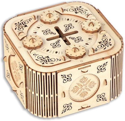 DIY Secret Square Assembly Kit - 6.5" x 5.75" x 4" - Wooden Puzzle Keepsake Box - Secret Compartment Brain Game - Create a Unique Number Combination