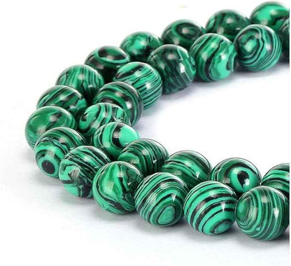 35pcs Synthetic Green Malachite Healing Gemstone 10mm (0.39 inch) Round Loose Beads Gem Stone Spacer for Craft Jewelry Making GF25-10