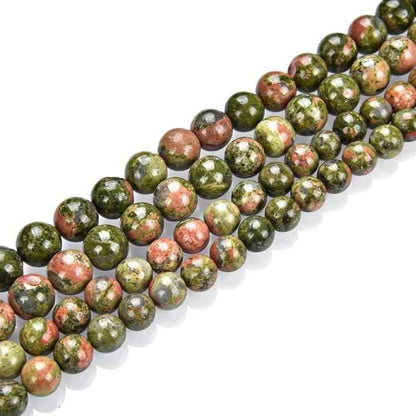 180pcs Adabele Natural Unakite Jasper Healing Gemstone 4mm (0.16 inch) Small Round Beads Gem Stone Spacer for Craft Jewelry Making GF18-4