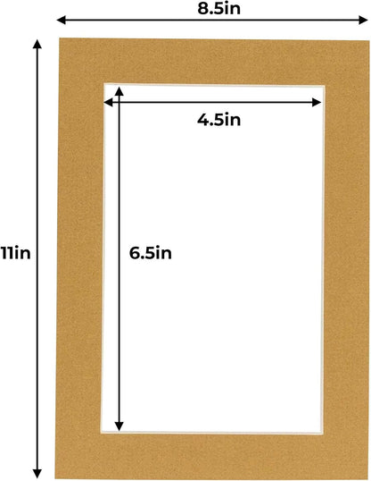 5x7 Mat for 8.5x11 Frame - Precut Mat Board Acid-Free Rattan Beige 5x7 Photo Matte For a 8.5x11 Picture Frame, Premium Matboard for Family Photos, Show Kits, Art, Picture Framing, Pack of 25 Mats