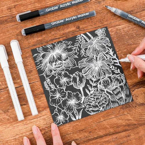 6 Pack of Black & White Acrylic Paint Markers