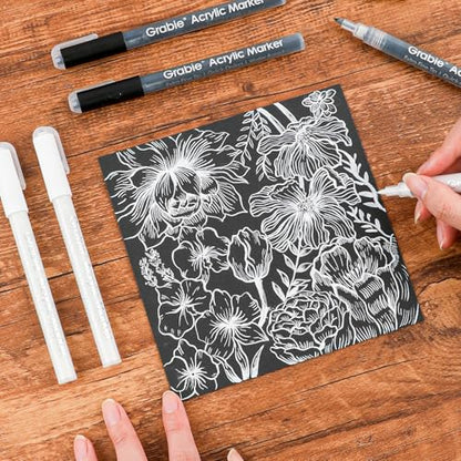 6 Pack of Black & White Acrylic Paint Markers
