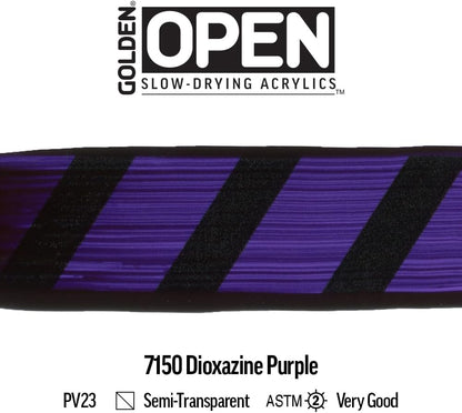 OPEN Slow-Drying Acrylics by GOLDEN, Dioxazine Purple, 2 fl oz. tube, Professional Acrylic Paint, Semi-Transparent