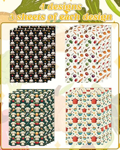 12 Sheets Chef Cooking Wrapping Paper (12 Count)