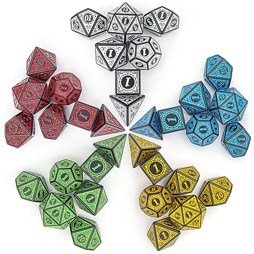 35Pcs Retro DND Polyhedral Dice Set with Storage Pouch (35 Count)