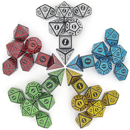 35Pcs Retro DND Polyhedral Dice Set with Storage Pouch (35 Count)