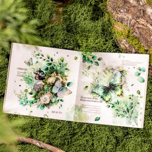 120Pcs Forest PET Scrapbook Stickers Botanical Designs for Scrapbooking Waterproof Journaling Supplies Junk Journal Ephemera with Storage Organizer (120 Count)