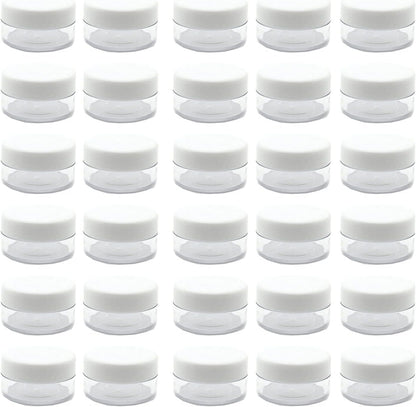 30 Pcs Sample Containers, 10 Gram Mini Sample Jars for Cosmetic, Eye shadow, White Lid