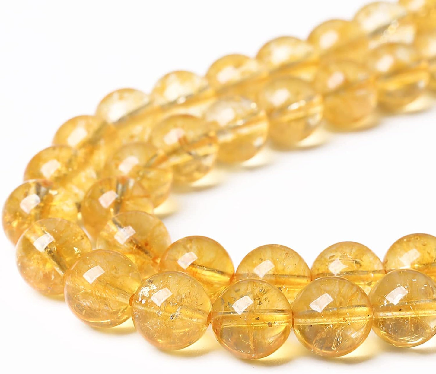 8mm 45Pcs Natural Citrine Beads for Jewelry Making Gemstone Round Loose Beads DIY Bracelet Necklace