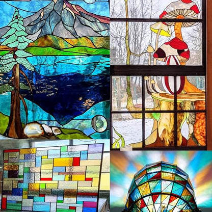 24 Sheets Rainbow Transparent Stained Glass Sheet Value Pack (24 Count)