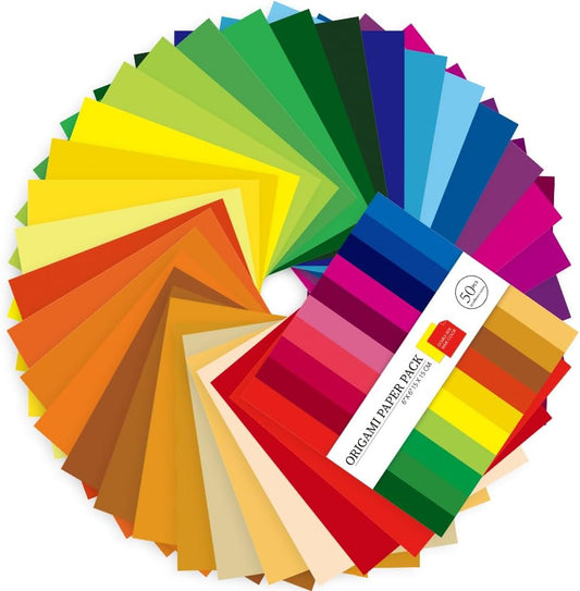Origami Paper Kit 100 Sheets 70GSM 6 Inch Square Double Sided Color 50 Vivid Solid Colors for Hand Crafts Origami Paper Arts Creativity. Solid Color - Crafty Corner