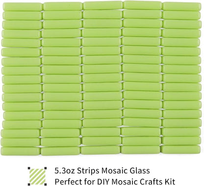 Youway Style Green Mosaic Tiles for Crafts Bulk,150g Strips Shapes Mosaic Glass Pieces for Crafts DIY Spring Mosaic Art Decor,Mosaic Kit Supplies
