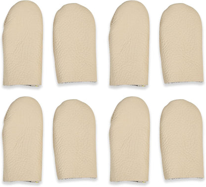 4 Pairs Leather Finger Protector Needle Felting Knitting Finger Thimble Guards Tools, Fingers Thumb Protector for Knitting Sewing Quilting Pin Needles Craft Accessories DIY Sewing Tools(Random Color)