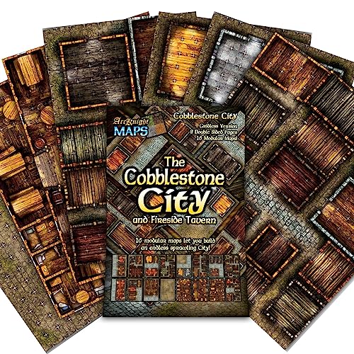 The Cobblestone City Roleplaying Battlemaps; 16 Modular RPG Maps in 8 Double