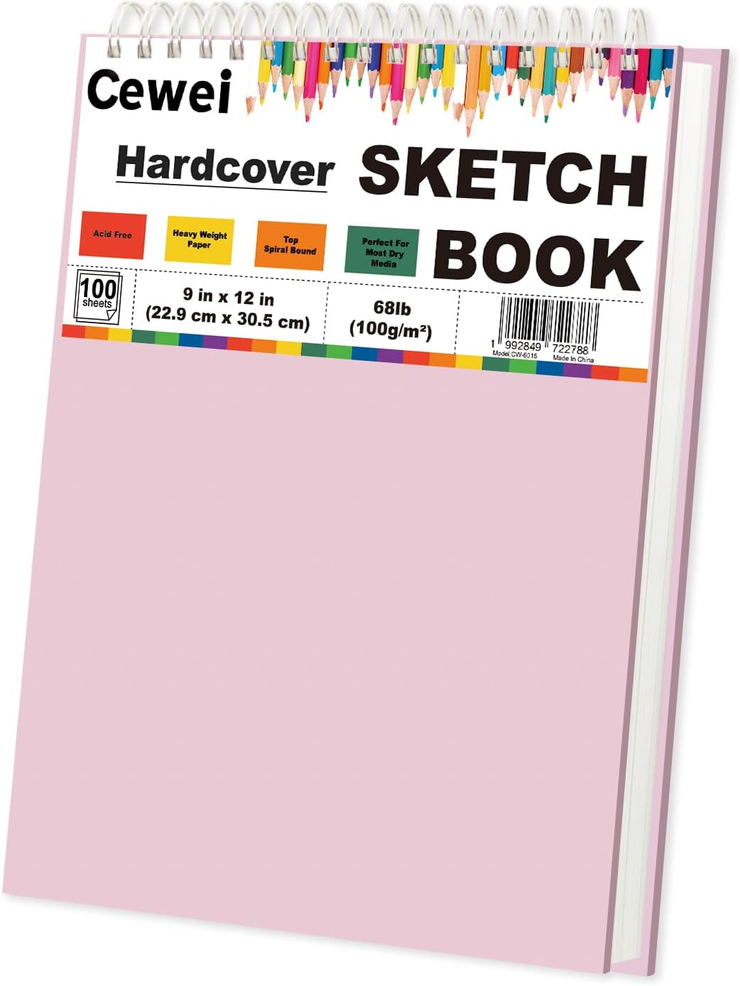 9"x12" Sketchbook Pink, 1 Pack-100 Sheets Cute Sketchbook for Girls, 68lb/100gsm Pink Sketch Book for Kids, Spiral Drawing Pad for Kid, Art Supplies for Kids 9-12 Girls. - Crafty Corner