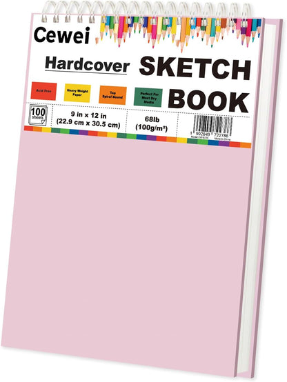 9"x12" Sketchbook Pink, 1 Pack-100 Sheets Cute Sketchbook for Girls, 68lb/100gsm Pink Sketch Book for Kids, Spiral Drawing Pad for Kid, Art Supplies for Kids 9-12 Girls. - Crafty Corner
