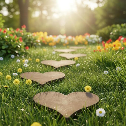 Comfy Hour 10 Inch Heart Shaped Cast Iron Garden Stepping Stone, Heavy Duty Decorative Metal Paver for Outdoor Walkway, Lawn & Yard Art Decor, Weatherproof Rustic Path Stone, Brown,