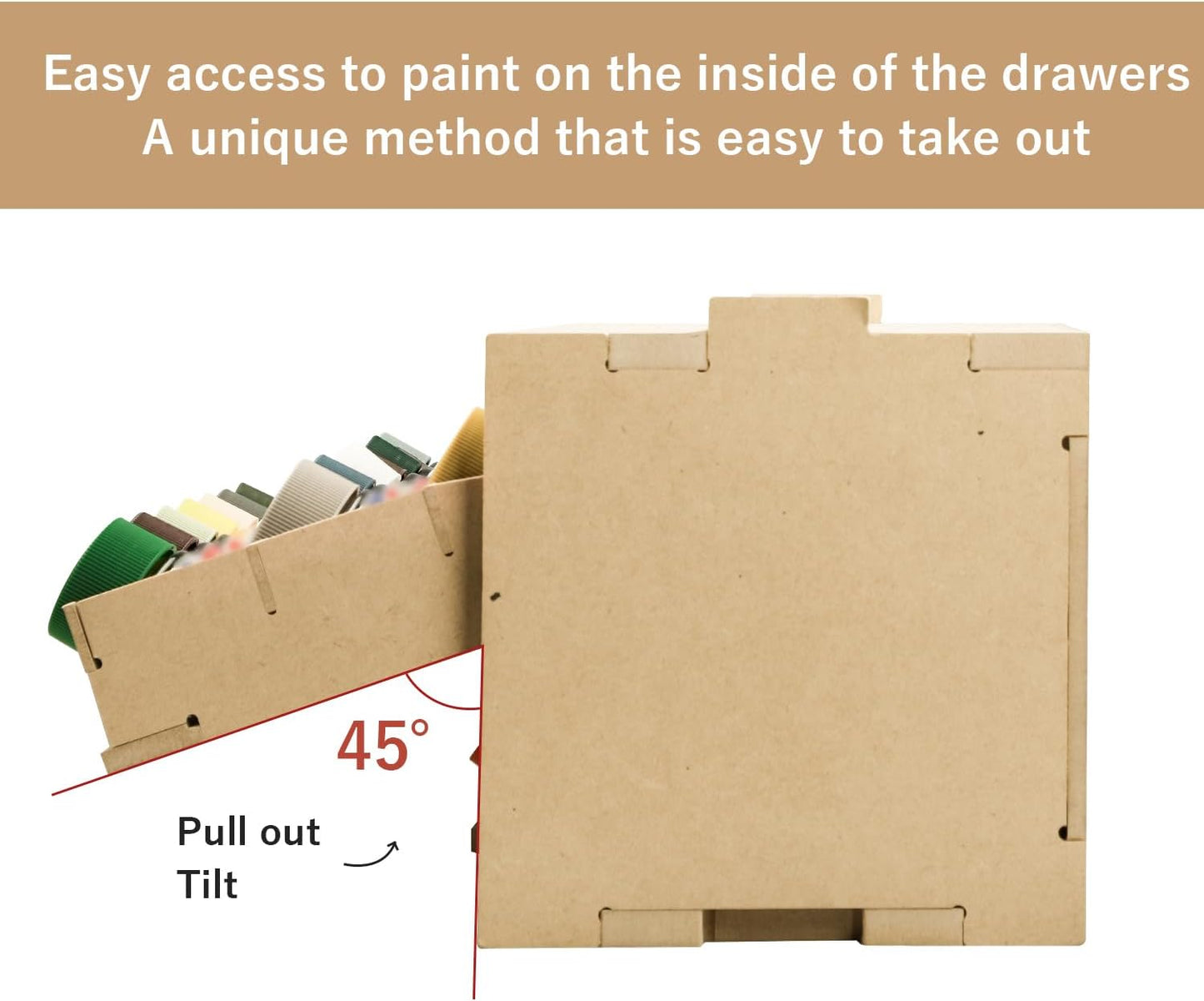 Plastic Model Paint Rack Organizer for 50 Paints, Pull-Out Storage With MDF Material, Model Tools, Suitable for 10ml Tamiya/Mr.Hobby and Miniature Paint Set GK8