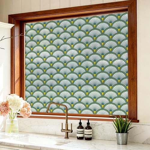 Art Deco Geometric Pattern Stained Glass Window Film 17.7'' x 78.7''