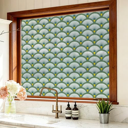 Art Deco Geometric Pattern Stained Glass Window Film 17.7'' x 78.7''