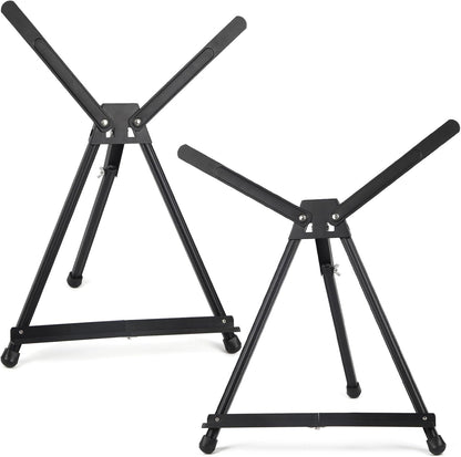 Falling in Art Aluminum 15" to 21" Tabletop Easel Display, Black Tripod with Rubber Feet, Holds Canvas, Paintings, Books, Photos, Signs (Pack of 2)