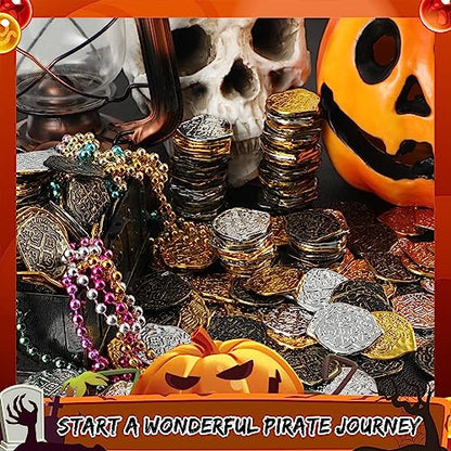 100 Pcs Plastic Pirate Coins for Treasure Chest Party Favors (100 Count)