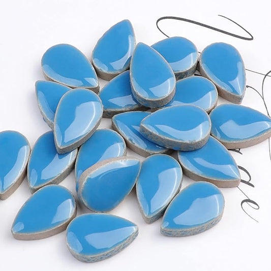 1.1lb Raindrops Ceramics Mosaic Tiles for DIY Crafts Home Decoration, 0.47"x 0.75" DIY Mosaic Tile Kits for Craft Plates Flowerpots Vases Cups Mosaic Making Supplies Art Projects (Blue)