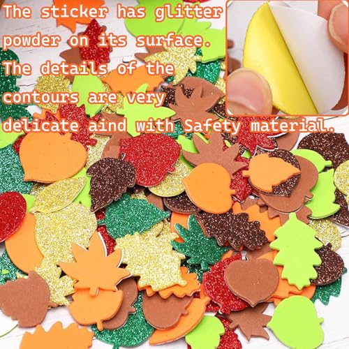 300Pcs Fall Foam Leaf Stickers