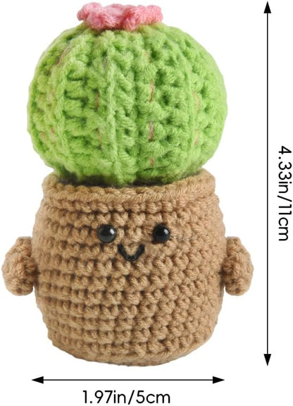 Cactus Pin Cushion, Handmade Knitted Pincushions, Cute Pin Cushions Needle Holders for Sewing Quilting Accessory, DIY Crafts or Patchwork Decor.Flowerpot Design Cactus