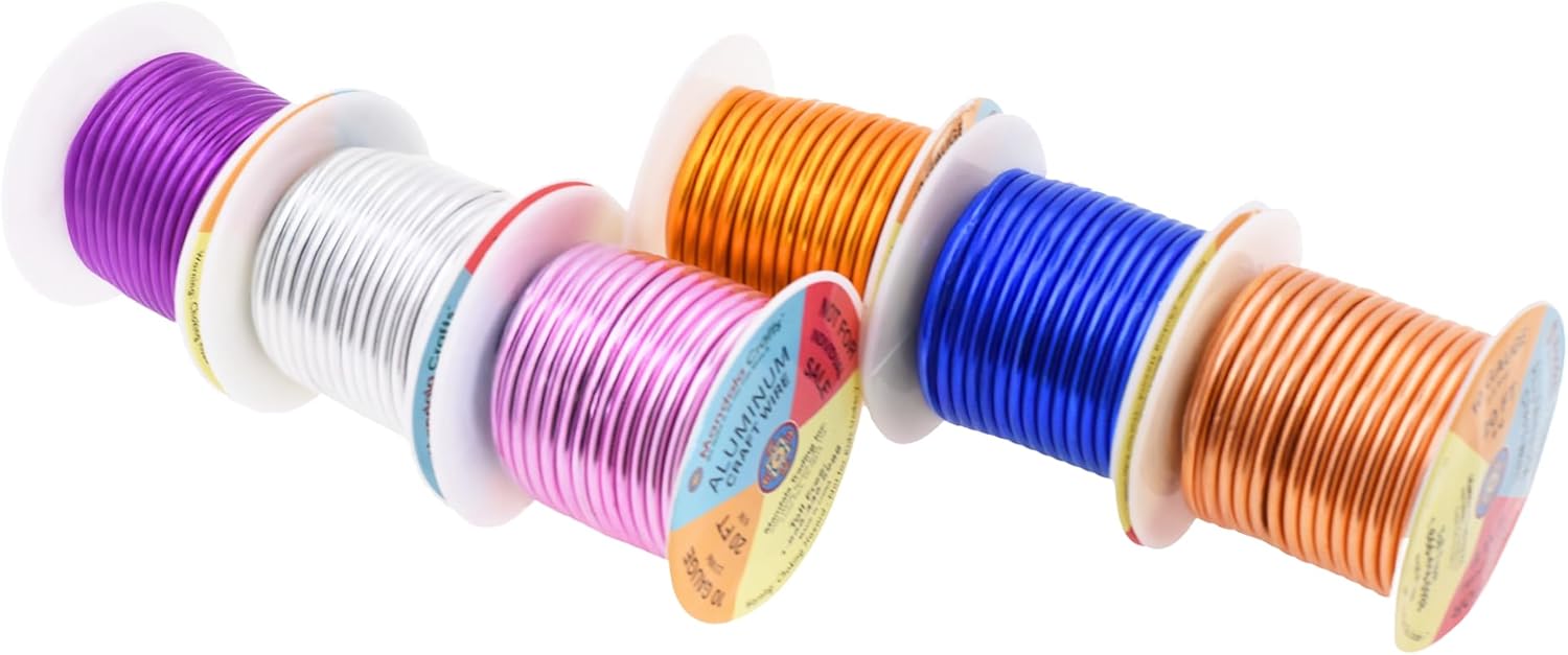 Mandala Crafts 10 Gauge Anodized Aluminum Craft Wire for Jewelry Making - 120 FT Colored Flexible Silver Copper Gold True Blue Purple Pink Wire - Bendable for Bonsai Armature Crafting Sculpting - Crafty Corner