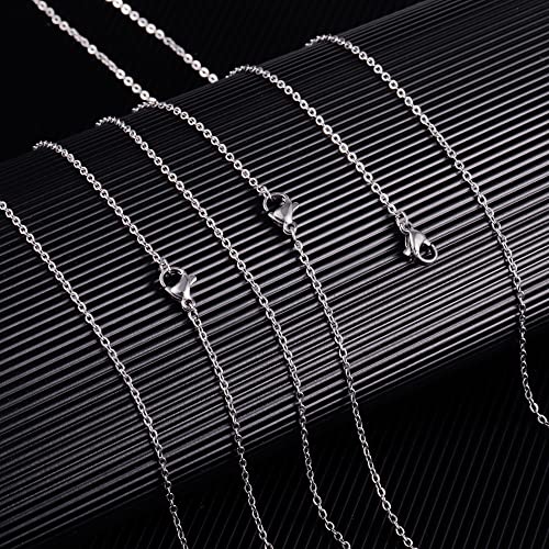 Wholesale 12 PCS Genuine Stainless Steel Fine Cable Chain Necklace Chains (12 Count)