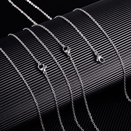 Wholesale 12 PCS Genuine Stainless Steel Fine Cable Chain Necklace Chains (12 Count)