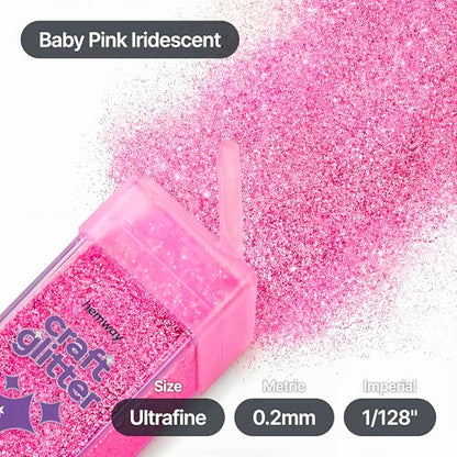 Craft Glitter Shaker Baby Pink Iridescent 130g Ultrafine (4.5 Ounce)